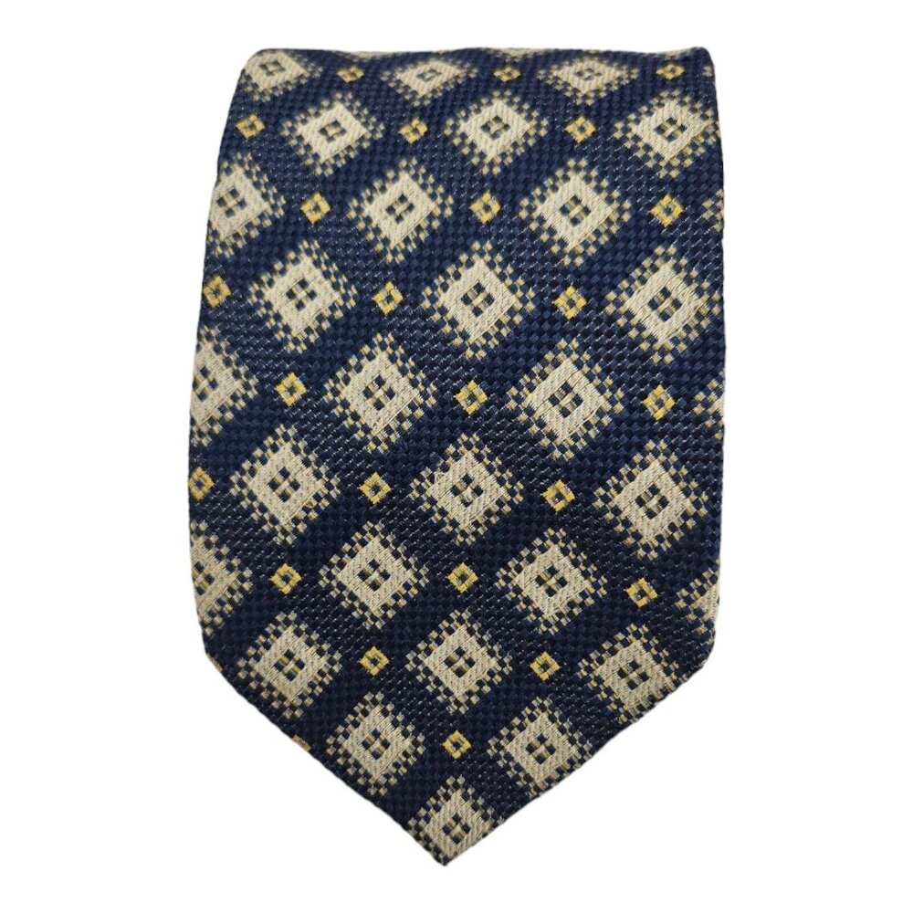 CARDINALE Blue Geometric Silk Tie HANDMADE ITALY 61”/ 3.5” EC